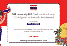 SIIT University EFS Graduate Scholarship 2026 (Type B) in Thailand SIIT University EFS Graduate Scholarship 2026