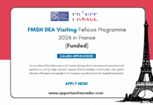 FMSH DEA Visiting Fellows Program 2026 in France (Funded) FMSH DEA Visiting Fellows Program 2026