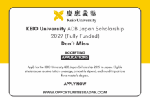 KEIO University ADB Japan Scholarship 2027 (Fully Funded) KEIO University ADB Japan Scholarship 2027