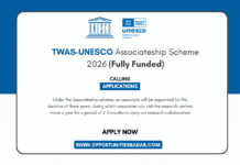 TWAS-UNESCO Associateship Scheme 2026 (Fully Funded) TWAS-UNESCO Associateship Scheme 2026
