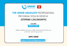 UNIDIR Graduate Professional Program 2026 in Geneva (Stipend 1,331/month) UNIDIR Graduate Professional Program 2026