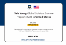 Yale Young Global Scholars Summer 2026 in USA (Funded) Yale Young Global Scholars Summer 2026