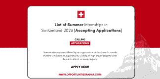 List of Summer Internships in Switzerland 2026