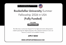 Rockefeller University Summer Fellowship 2026