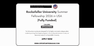 Rockefeller University Summer Fellowship 2026