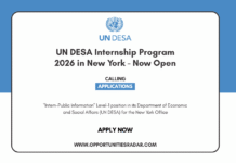 UN DESA Internship Program 2026 in New York – Now Open UN DESA Internship Program 2026