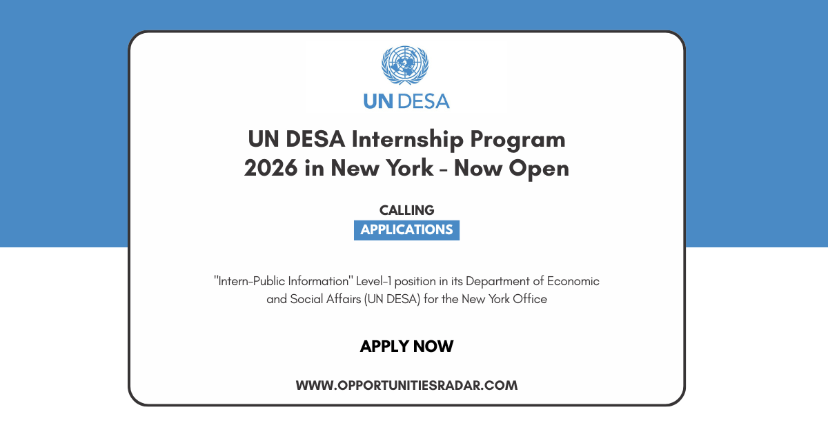 UN DESA Internship Program 2026 in New York - Now Open