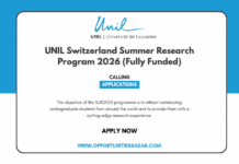 UNIL Switzerland Summer Research Program 2026