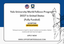 Yale University World Fellows Program 2027 in United States (Fully Funded) Yale University World Fellows Program 2027