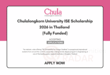 Chulalongkorn University ISE Scholarship 2026 in Thailand (Fully Funded) Chulalongkorn University ISE Scholarship 2026