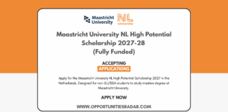 Maastricht University NL High Potential Scholarship 2027