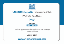 UNESCO Internship Programme 2026 -27