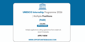 UNESCO Internship Programme 2026 -27