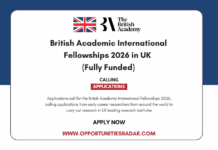 British Academic International Fellowships 2026 in UK (Fully Funded) British Academic International Fellowships 2026