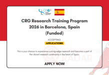 CRG Research Training Programme 2026 in Barcelona, Spain (Funded) CRG Research Training Programme 2026