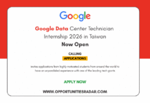 Google Data Center Technician Internship 2026 in Taiwan (Open) Google Data Center Technician Internship 2026