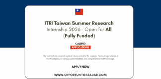ITRI Taiwan Internship Program 2026