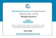 World Bank Pioneers Internship Program 2026 (On Site – Hybrid) World Bank Pioneers Internship Program 2026-27