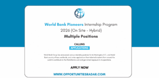 World Bank Pioneers Internship Program 2026-27
