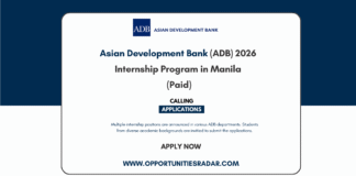 Asian Development Bank 2026 Internship Program