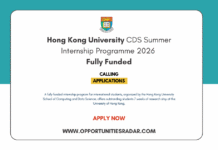 Hong Kong University CDS Internship 2026