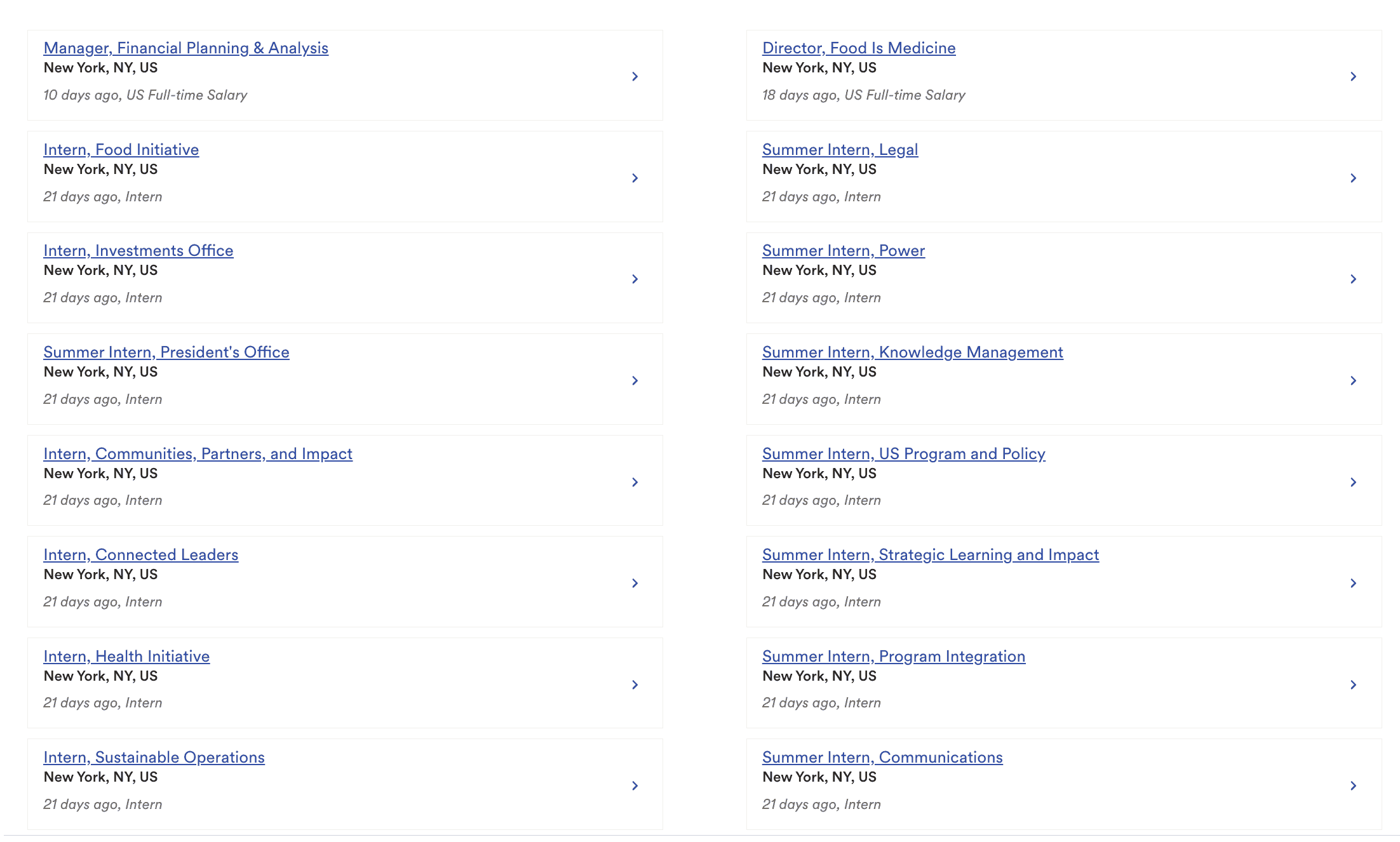 Rockfeller internship positions