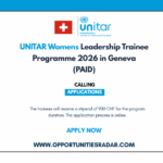 UNITAR Womens Leadership Trainee Programme 2026