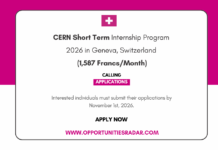 CERN Short Term Internship Program 2026
