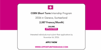 CERN Short Term Internship Program 2026