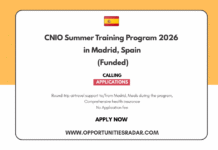 CNIO Summer Training Program 2026 in Madrid, Spain (Funded) CNIO Summer Training Program 2026
