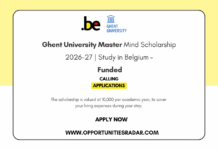 Ghent University Master Mind Scholarship 2026