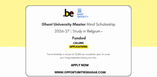 Ghent University Master Mind Scholarship 2026