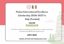 Padua International Excellence Scholarship 2026