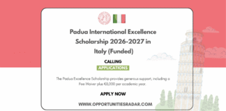 Padua International Excellence Scholarship 2026