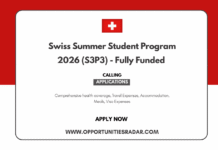 Swiss Summer Student Program 2026 (S3P3) – Fully Funded Swiss Summer Student Program 2026 (S3P3)