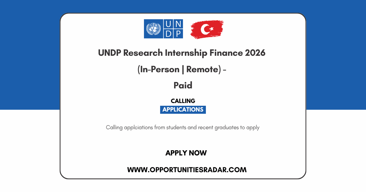 UNDP Research Internship Finance 2026 (In-Person | Remote) - Paid
