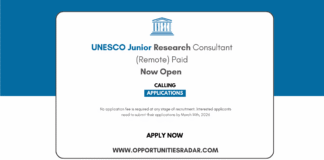 UNESCO Junior Research Consultant 2026