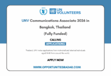 UNV Communications Associate 2026 in Bangkok, Thailand (Fully Funded) UNV Communications Associate 2026