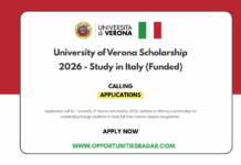 University of Verona Scholarship 2026