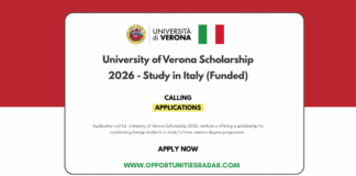University of Verona Scholarship 2026