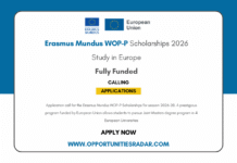 Erasmus Mundus WOP-P Scholarships 2026