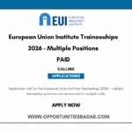 European Union Institute Traineeships 2026