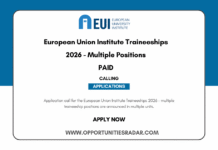 European Union Institute Traineeships 2026 – PAID European Union Institute Traineeships 2026