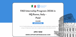 FAO Internship Program 2026 in HQ Rome