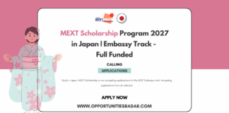 MEXT Scholarship Program 2027
