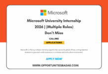Microsoft University Internship 2026 | Paid (Multiple Roles) Microsoft University Internship 2026