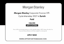 Morgan Stanley Corporate Finance Off-Cycle Internship 2027 in Zurich Morgan Stanley Corporate Finance Off-Cycle Internship 2027
