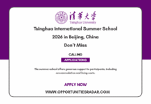 Tsinghua International Summer School 2026 in Beijing, China Tsinghua International Summer School 2026
