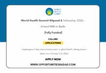World Health Summit Stipend & Fellowship 2026 – Attend WHS in Berlin (Fully Funded) World Health Summit Stipend & Fellowship 2026