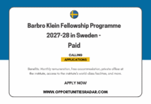 Barbro Klein Fellowship Programme 2027-28 in Sweden – Paid Barbro Klein Fellowship Programme 2027-28